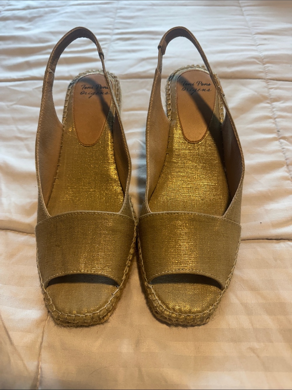 Toni Pons Gold Slingback Espadrille Wedge